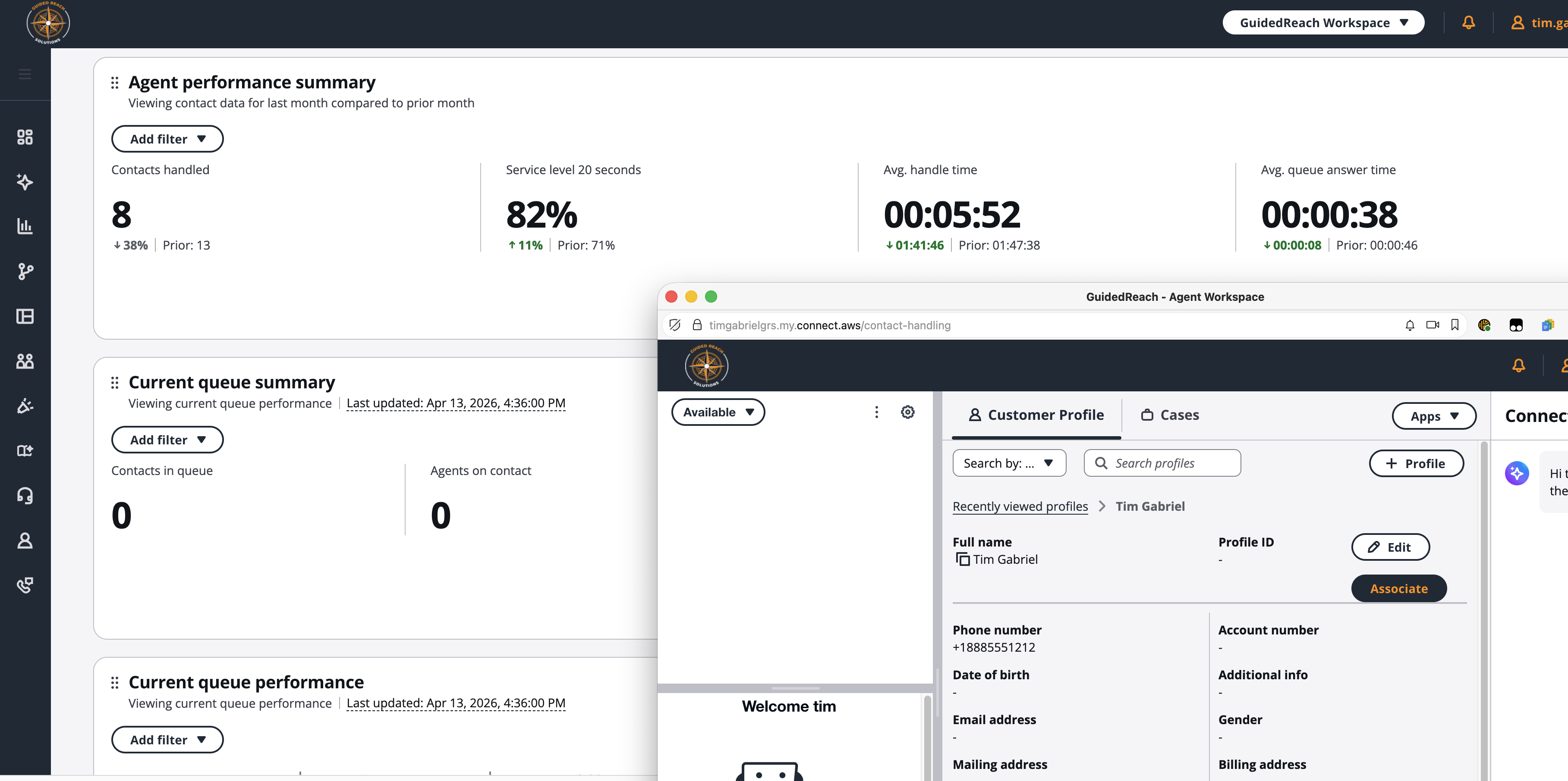 Amazon Connect telephony and contact center